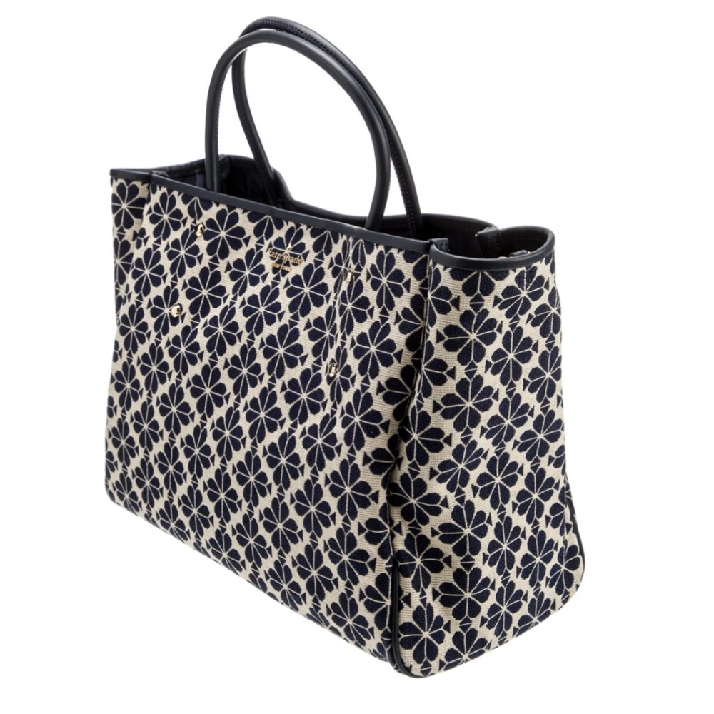 Kate Spade Navy Flower Jacquard  Medium Tote Bag used very gently - Picture 11 of 13